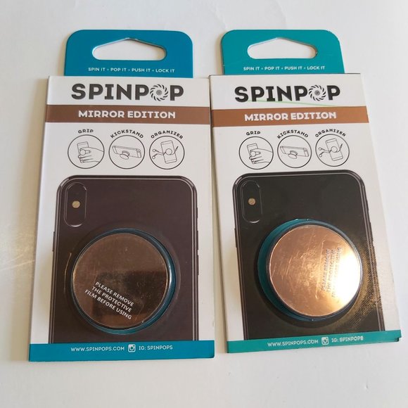 3/$20 4 PCS SPINPOP Mirror Edition Rose Gold phone grip stand cable organizer - Picture 2 of 7
